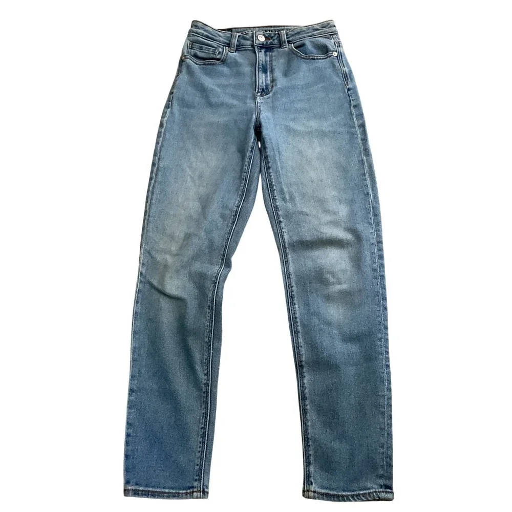American Eagle Stretch Light Wash High Rise Slim Straight Jeans Size 0 Regular